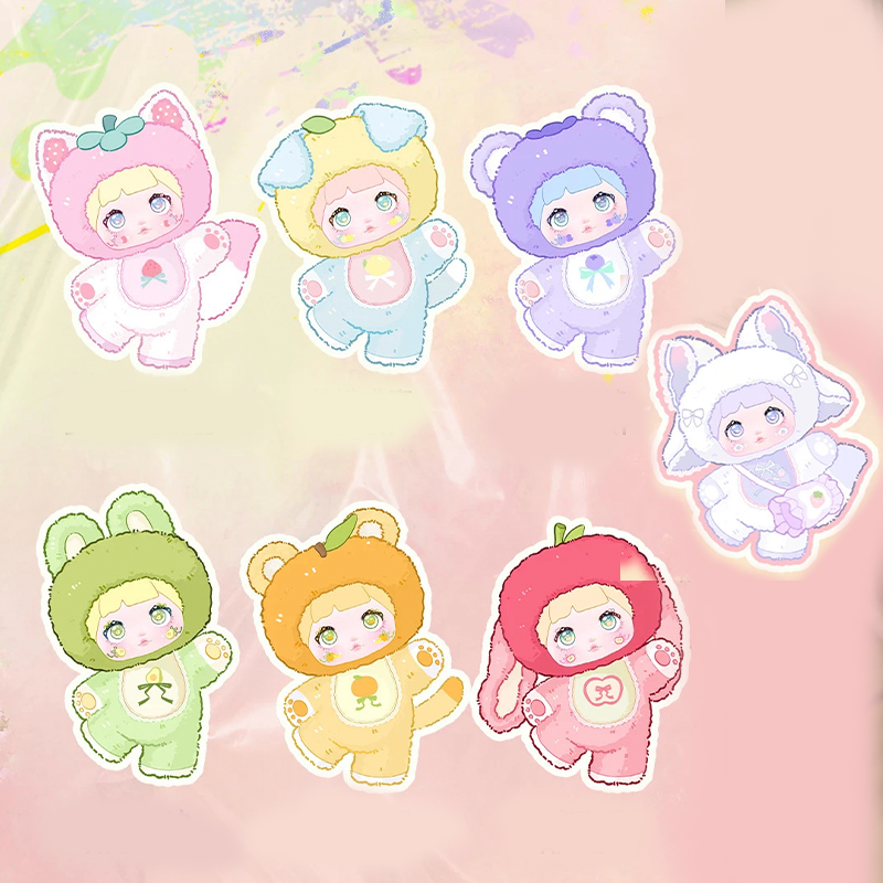 Nommi V3 Interesting Fruit Dolls Series Dolls plush blind box — all designs lineup (Strawberries, Lemon, Blueberry, Avocado, Orange, Apple, Toffee) — Kuwait — نومي