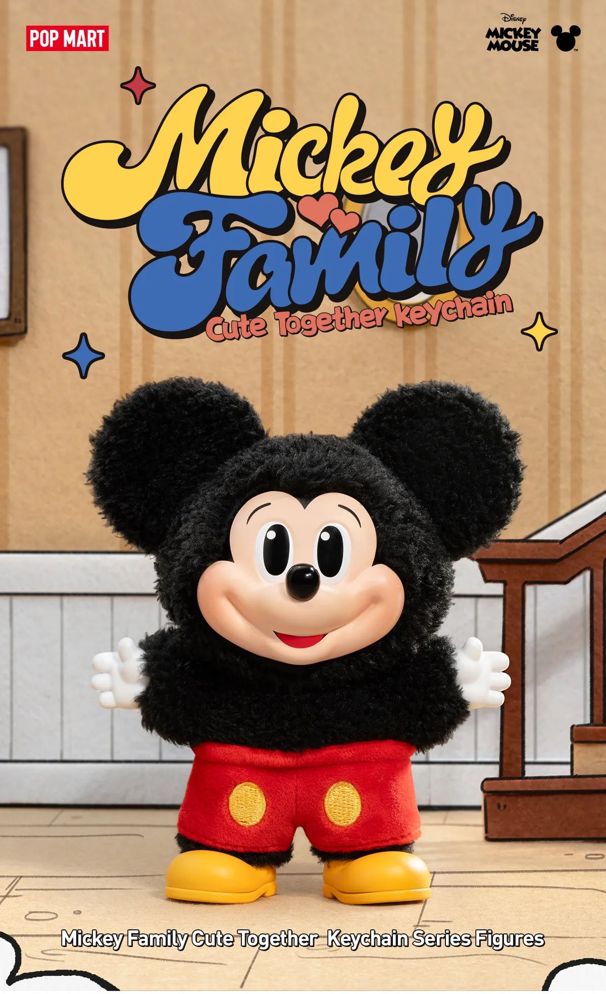 POPMART Mickey Family Cute Together Keychain Series Figures