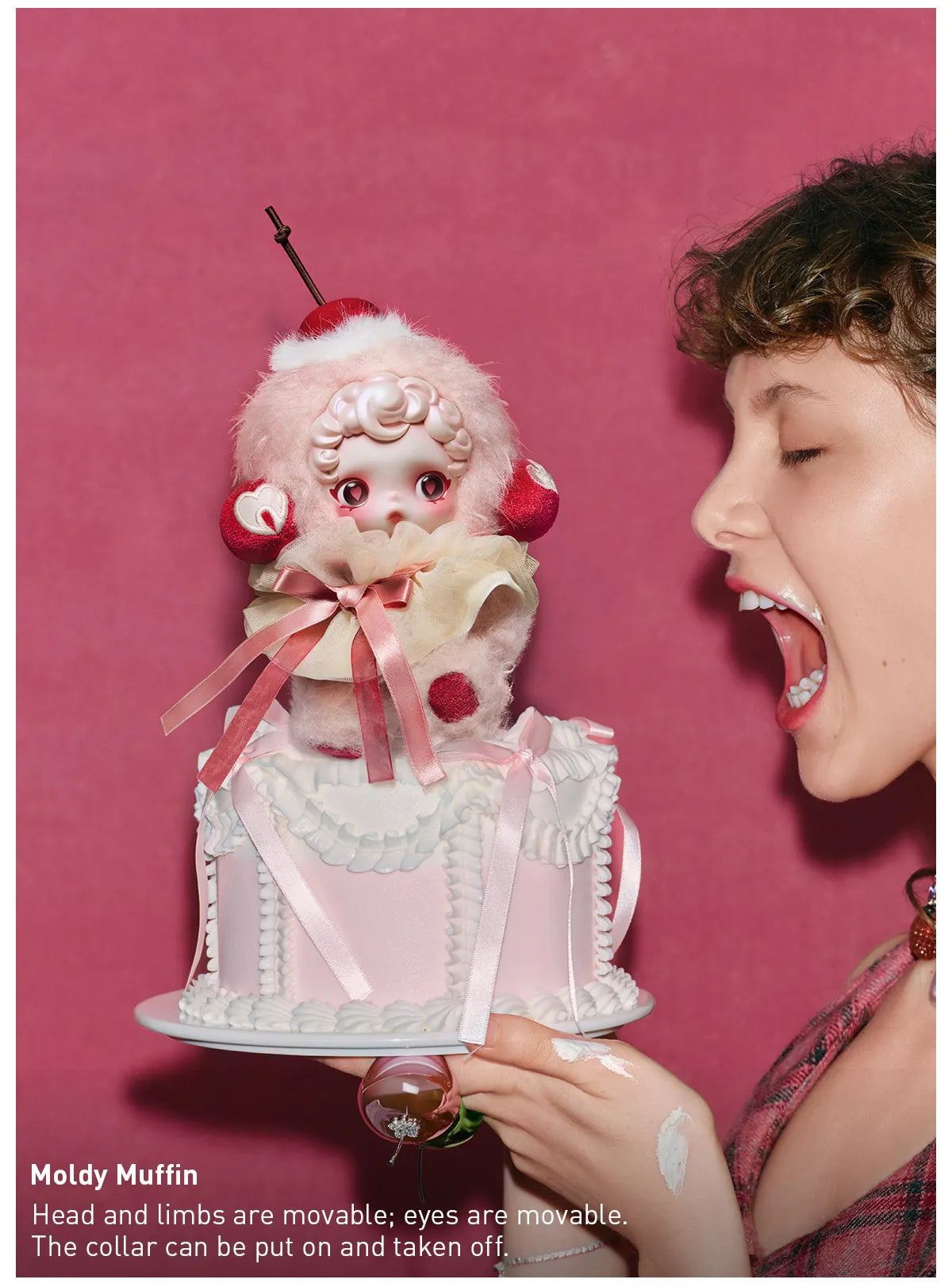 Pop Mart SKULLPANDA You Found Me! Series plush doll pendant blind box — Moldy Muffin (pastel pink/white) — Kuwait — بوب مارت