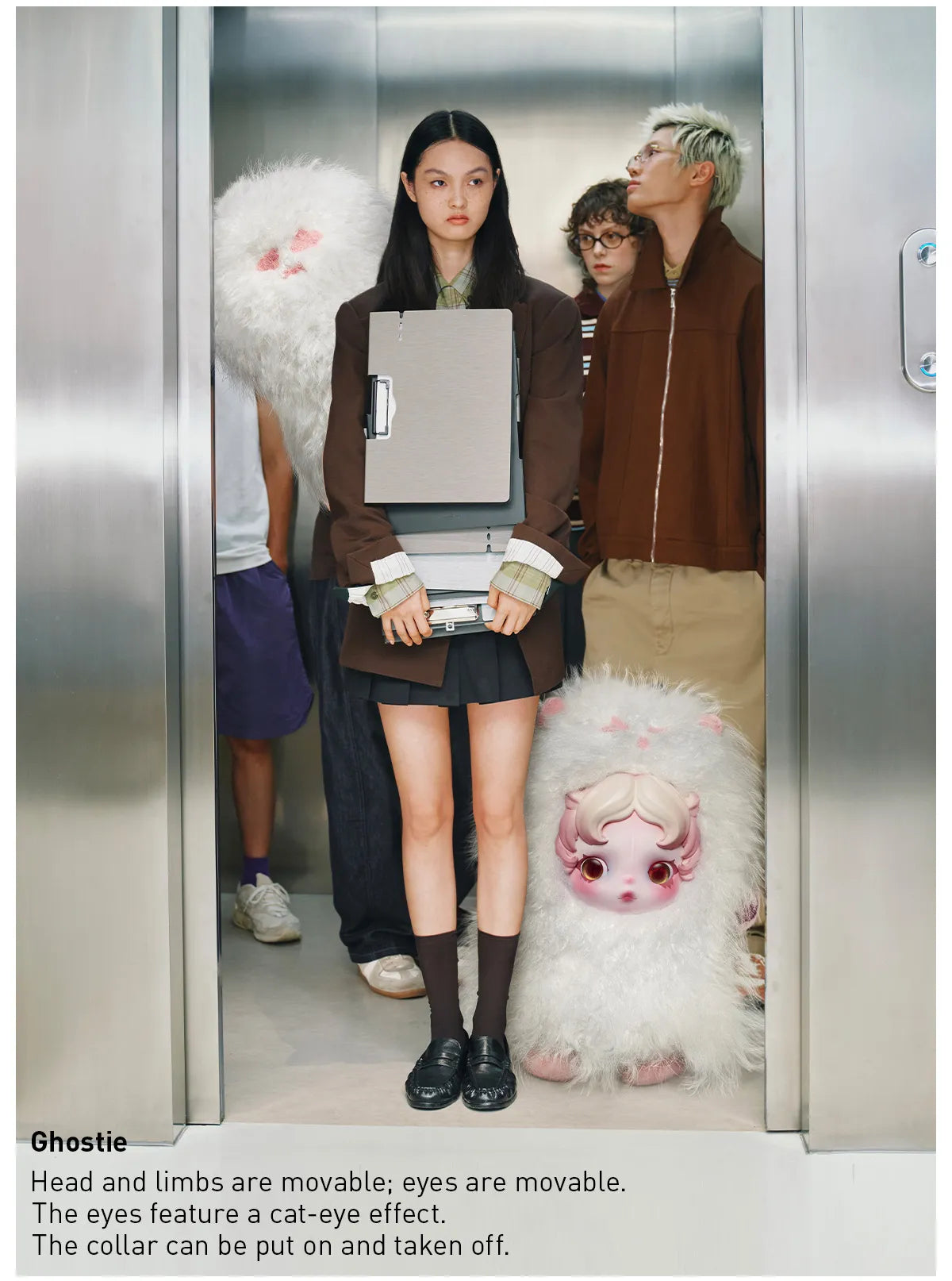 Pop Mart SKULLPANDA You Found Me! Series plush doll pendant blind box — Ghostie (white/pink) — Kuwait — بوب مارت