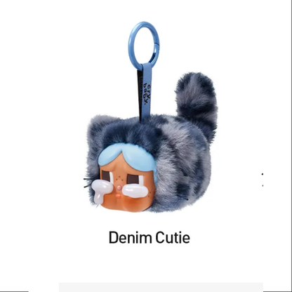 Plush keychain with denim cutie design on a white background Cry Baby Wild but Cutie plush pendant blind box – Denim Cutie variant