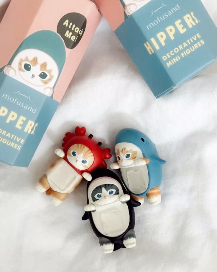 Decorative mini figures with packaging on a white surface, Sonny Angel X Mofusand Hippers Series - Original Mini Figure/Limited Edition - 1 Sealed Blind Box