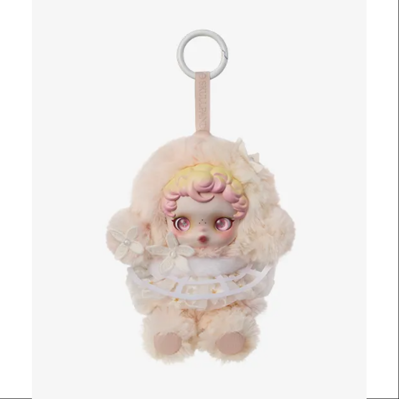 Plush toy with a character in a fluffy outfit on a white background, POPMART POP MART SKULLPANDA L’impressionnisme Series Plush blind box — In the Garden (Secret)  — Kuwait — سكل باندا امبريشينزم - بوب مارت