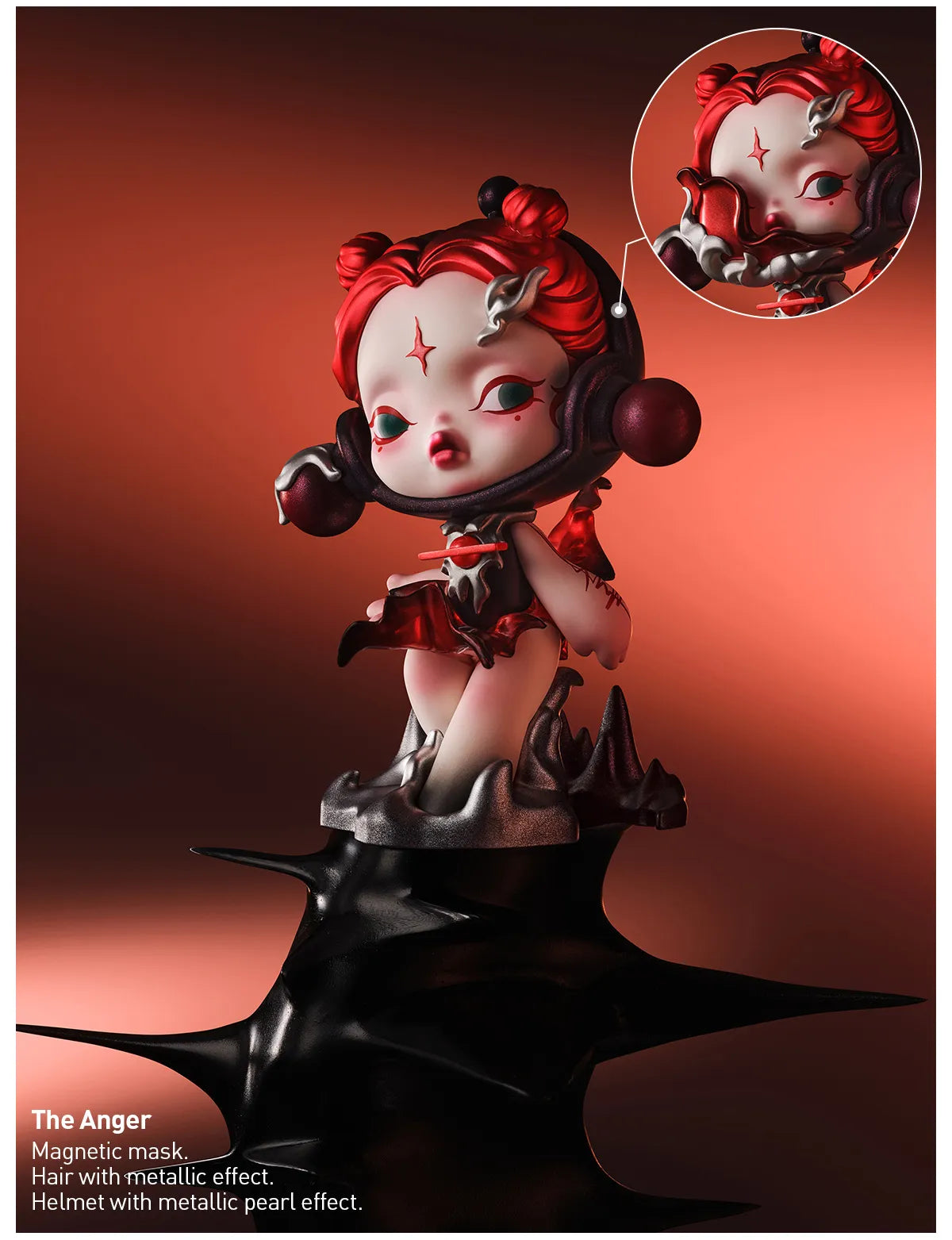 Detailed figurine with red hair and metallic POPMART SKULLPANDA The Sound Series Figures Blind Box Kuwait