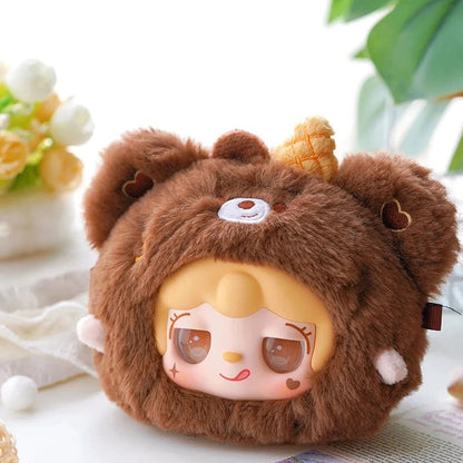 Cute bear ears and a smiling face on a light background,Yooki V1 Cute Series Plush Dolls, Blind Box