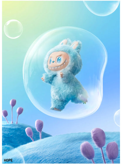 Labubu Big Into Energy plush keychain blind box – (hope )blue - artwork scene in a bubble