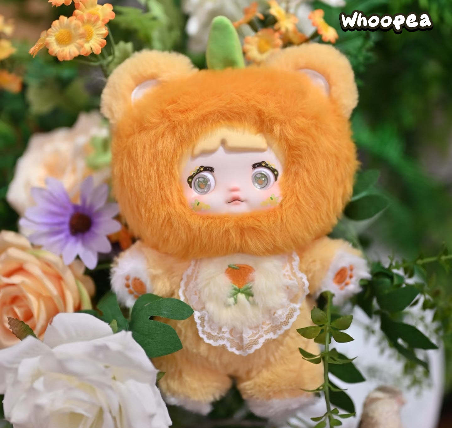 Plush toy in an orange bear costume surrounded by flowers, Nommi V3 Interesting Fruit Dolls Series Dolls plush blind box — Orange (orange) — Kuwait — نومي