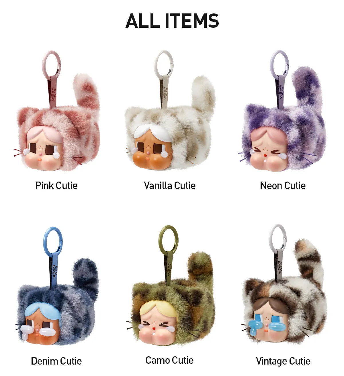 POPMART Cry Baby – Wild but Cutie Plush Pendant Blind box– group shot of variants