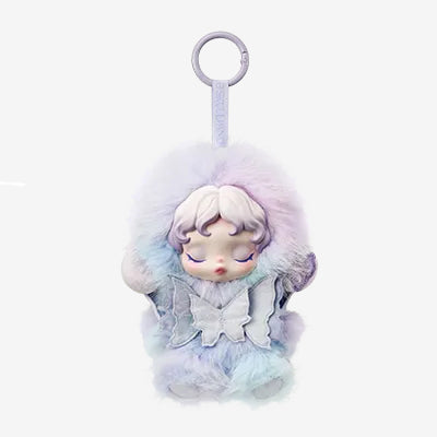 Plush keychain with angel design on a white background, POPMART POP MART SKULLPANDA L’impressionnisme Series Plush blind box — Lightning (purple) — Kuwait — سكل باندا امبريشينزم - بوب مارت