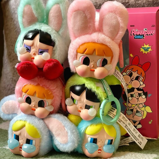 POP MART Crybaby × Powerpuff Girls Series-Vinyl Face Plush Blind Box, 6PCs Crybaby Blind Box Figures, Random Design Action Figures Collectible Toys Home Decorations Holiday Birthday Gifts for and Boys —all designs lineup (Blossom, Bubbles, Buttercup, Bunny Blossom, Bunny Bubbles, Bunny Buttercup, Princess Morbucks Secret) — Kuwait — كراي بيبي بوب مارت باور بف جيرلز فتيات القوة with box